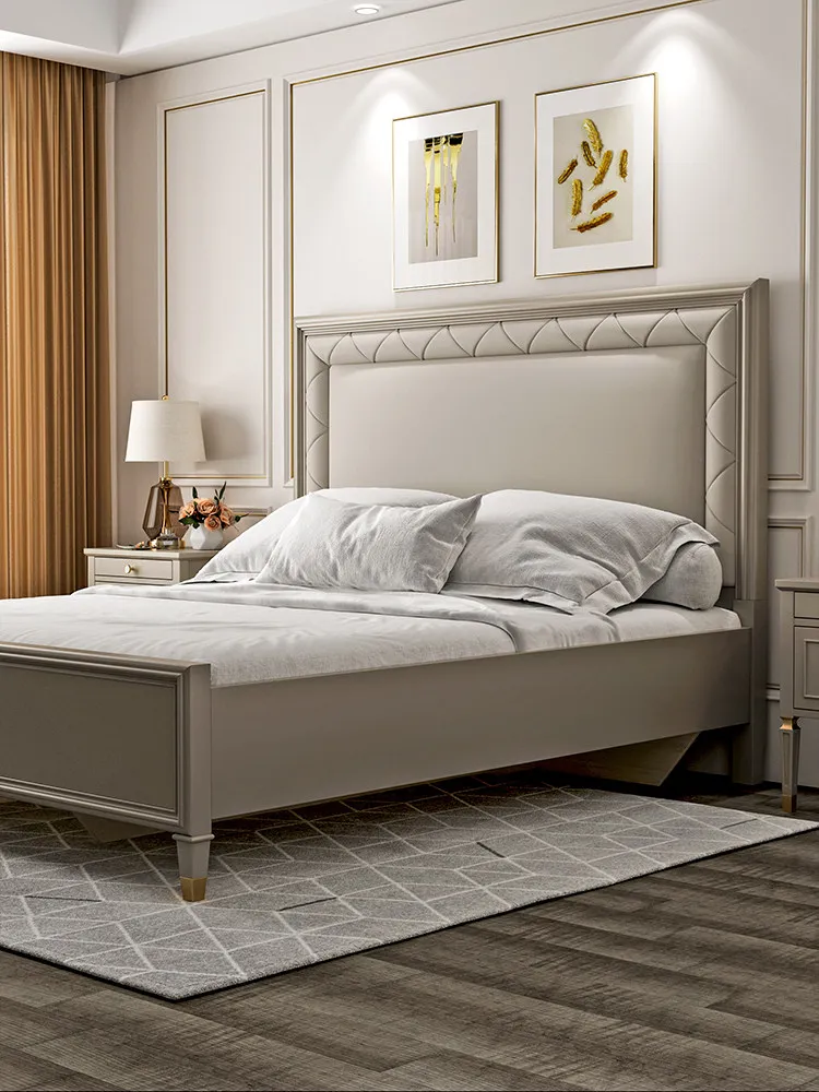 YFY American solid wood bed 1.8 meters master bedroom double  modern simple soft bag  1.5 meters light luxury  storage