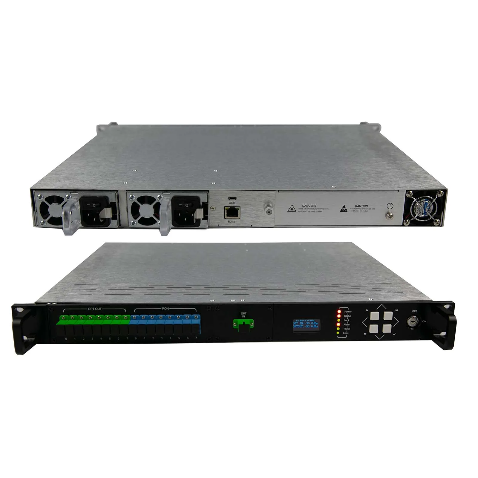 

8 ports EDFA, with WDM, 1550nm Optical Fiber Amplifier Cable Erbium-Doped Fiber Amplifier, supports SNMP, WEB management