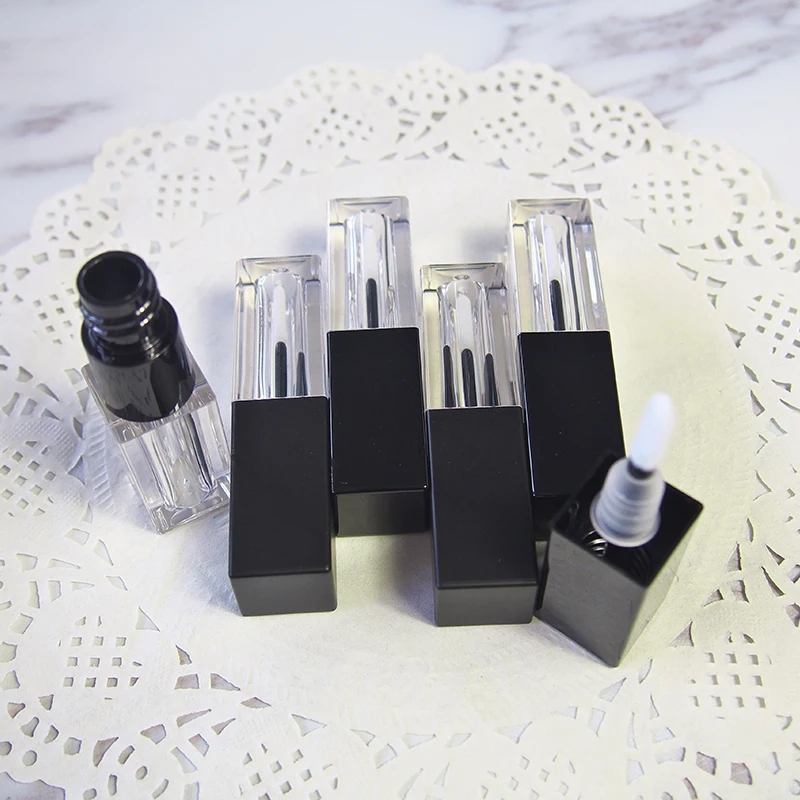 Tubo labial quadrado de 3.5ml, tampa preta, óleo essencial, brilho, gel de umidade, bálsamo, reforço, salve, mel, maquiagem, embalagem cosmética