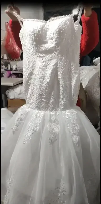 Abito da sposa a sirena con spalle scoperte taglie forti personalizzato Abito da sposa africano in tulle di pizzo estivo