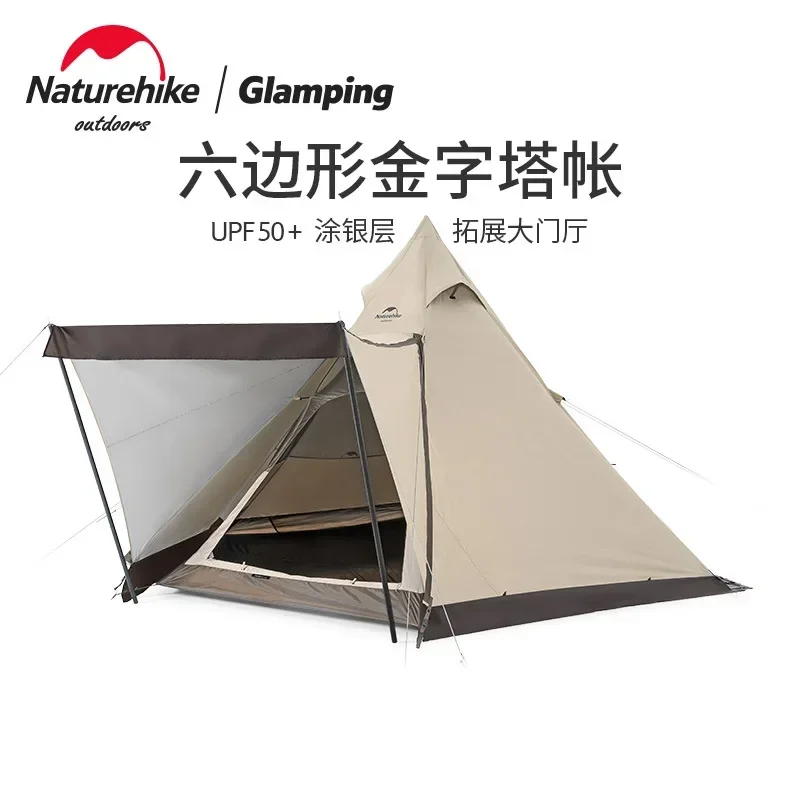 

Naturehike-Hexagonal Rainproof Tent for Multi-Person, Outdoor Pyramid, Thickened Ranch, NH20ZP013