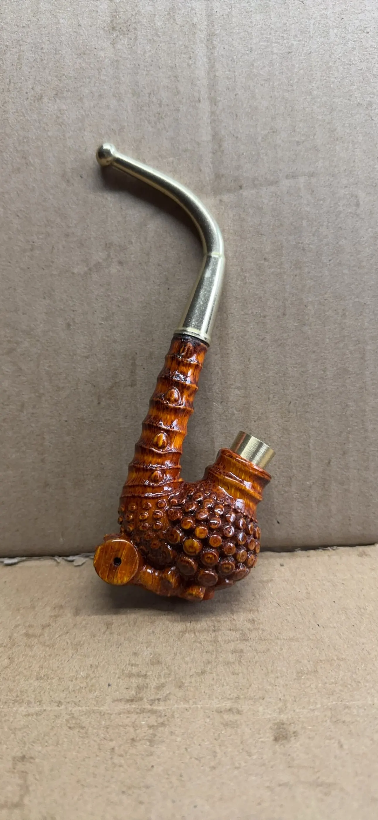 Traditional Solid Bamboo Carving Integrated Pipe, Three-Purpose Top of Lighter Leaf Smoke Chewing Tobacco Available Length 14cm