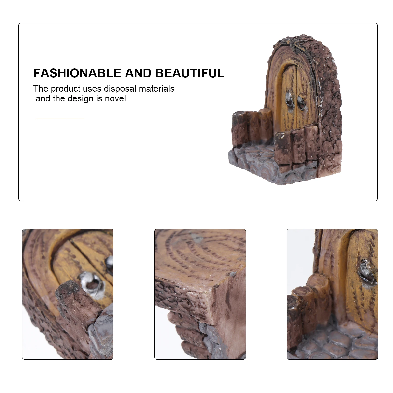

5pcs Resin Courtyard Doors Mini Garden Decorations Micro Landscape Gate Simulation Wood Door Adornments For Diy Home Decor