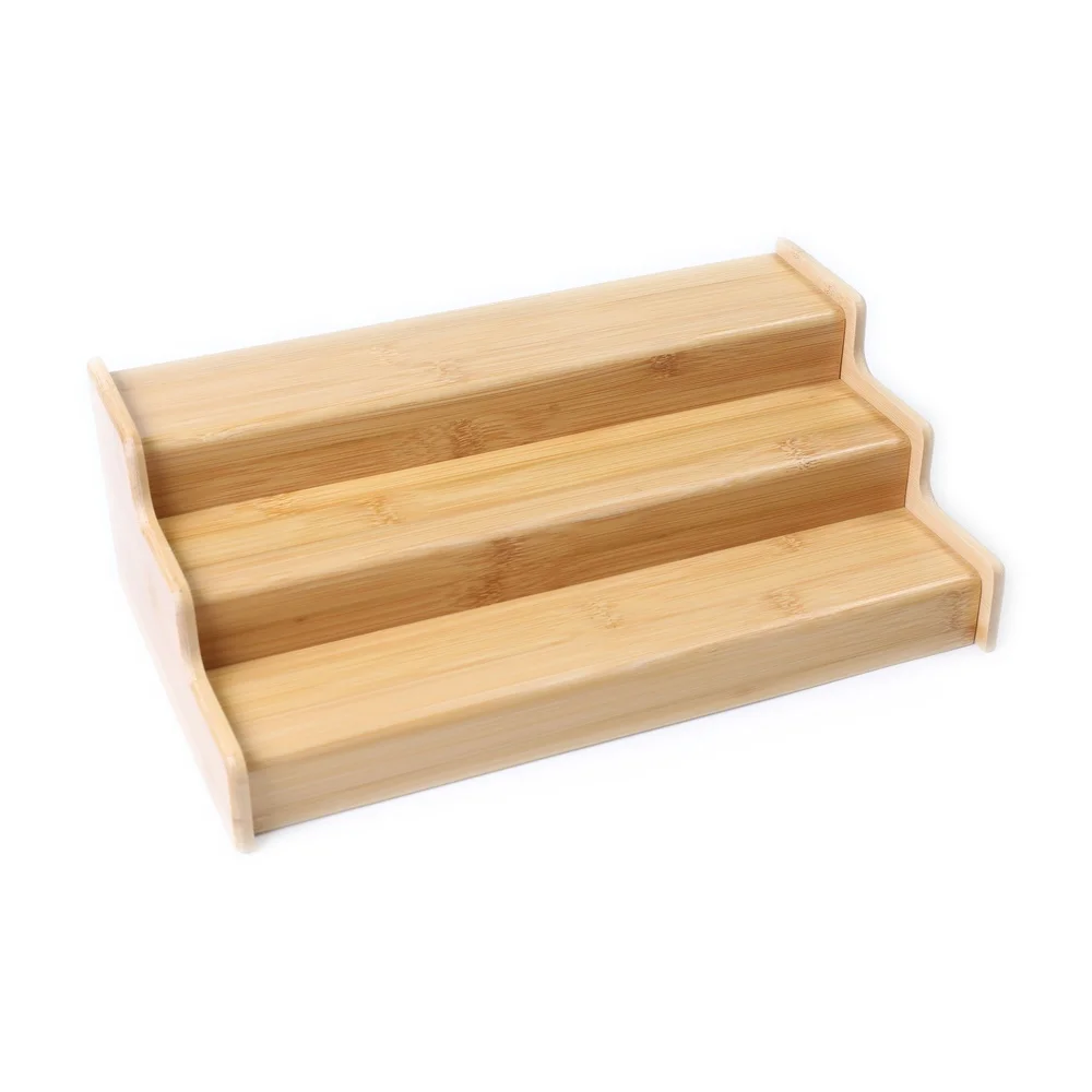

Expandable Bamboo Spice Rack Organizer 3-Tier Step Shelf Multifunctional Storage Kitchen Pantry Bathroom 12.91-22.4in