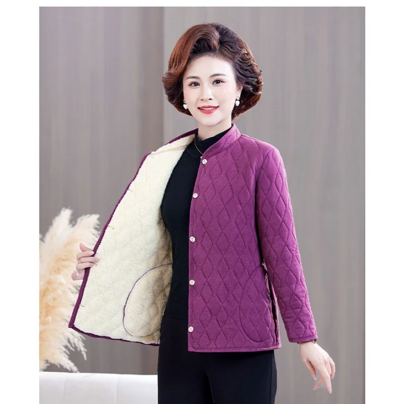 New Winter Women's German Velvet Plus Velvet Cotton Coat Solid Color Warm Cotton Loose Jacket