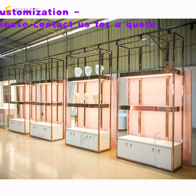 custom.Modern Light Wig Display Rack Hair Extension Wig Shop Display Furniture Wig Display Shelves with Mirror