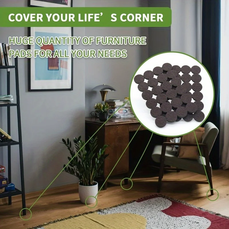 DuraGuard Felt Furniture Pads, 25mm Round Floor Protectors with Strong Adhesive, Durable Floor and Furniture Covers for Chairs