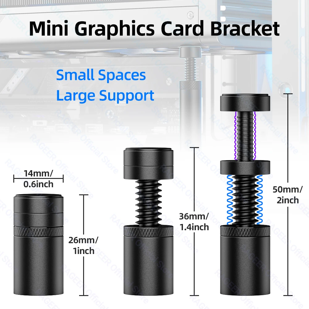 RAGEER Aluminum GPU Holder Vertical Telescopic Rotating Stand Magnetic Bracket Video Card Holder Graphics Card Bracket