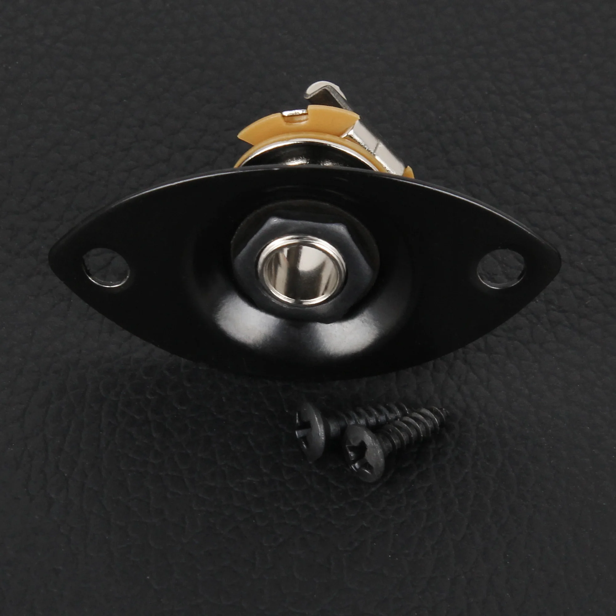 FLEOR 1PCS Oval Guitar Output Jack Socket 1/4'' 6.35mm Mono Jack for Electric Guitar, Chrome/Black view 4