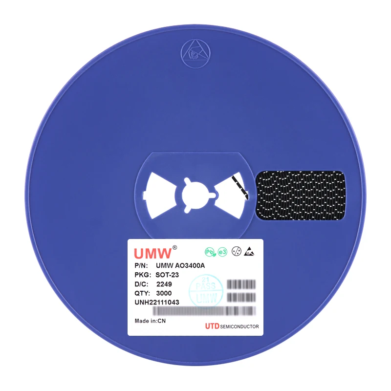 Genuine Umw Ao3400a Sot-23 N-Channel Mos Chip, Transistor de efeito de campo, Chip Original, 30V 5.8a