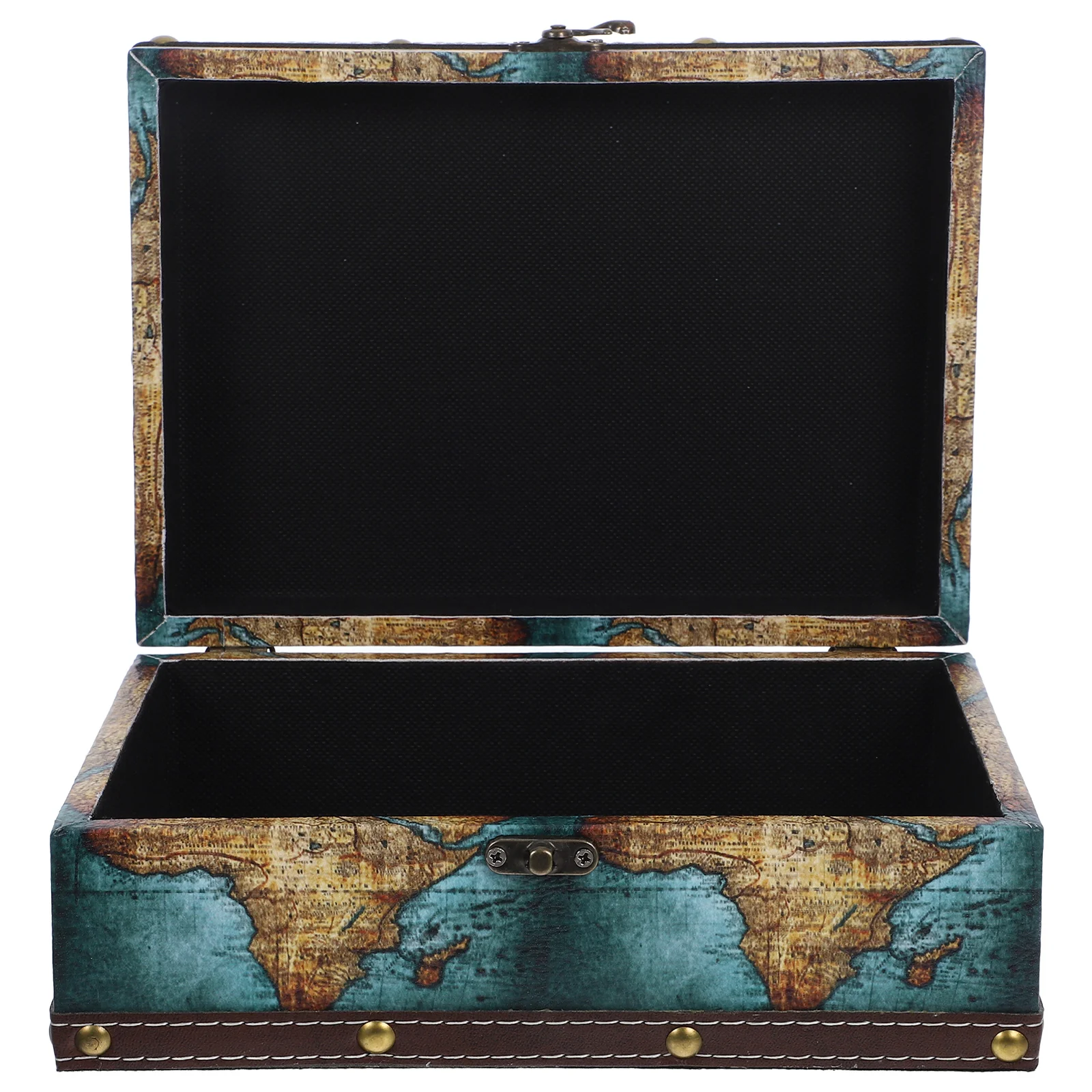 

Wooden Storage Box Decorative Chest Jewelry Boxes for Women Trinket Retro Treasure Large Map