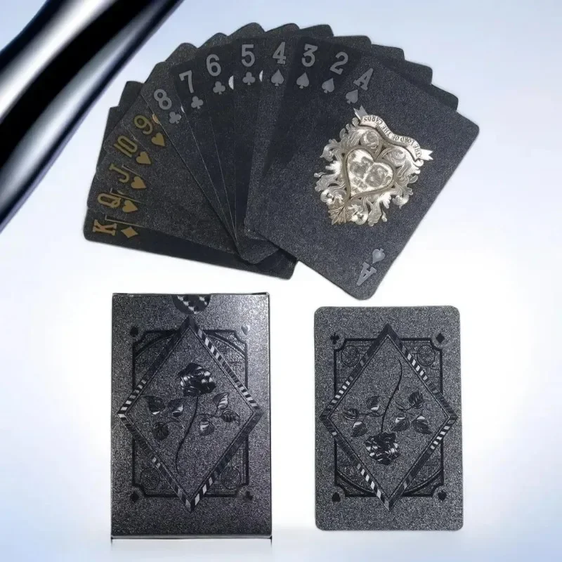 Black Gold Rose Playing Card Game Group tuta da Poker impermeabile Magic Dmagic Package Home Party giochi da tavolo collezione di regali