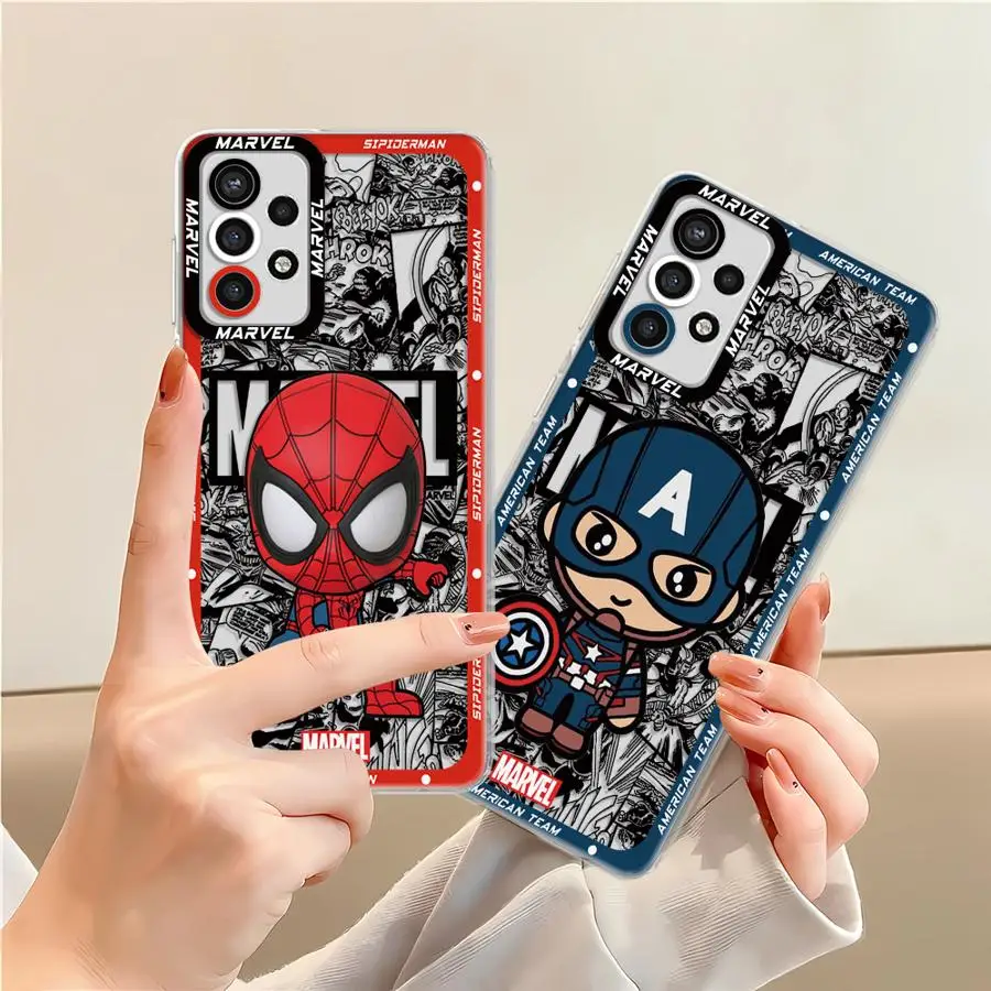 Marvel Cute SpiderMan Phone Case for Samsung Galaxy A35 A55A53 A54 A73 A34 A33 A25 A24 A13 A14 A15 Soft Transparent Cover