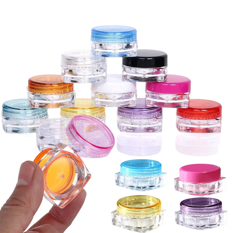 Frascos de plástico cuadrados para cosméticos, 10 piezas, 3g/5g, contenedores de viaje para sombra de ojos, bálsamo labial, polvo de uñas, cremas de joyería, ollas de muestra