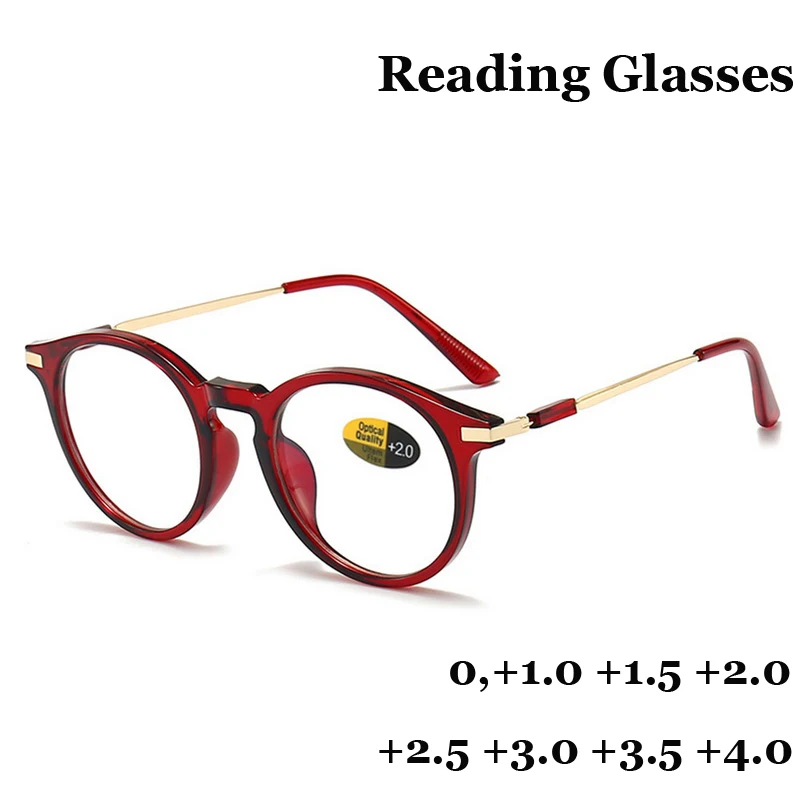 

Blue Light Blocking Round Frame Presbyopia Glasses Women Men Finished Optical Prescription Reading Eyeglasses Luxury Far Sight