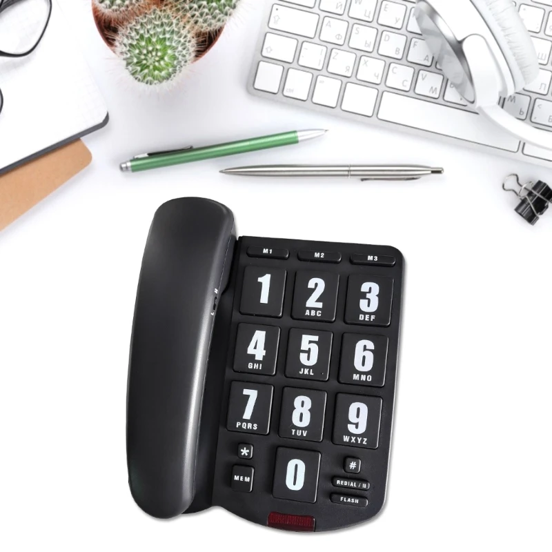 PK3000 Big Button Landline Phone Desktop Telephone- Amplified Sound, Perfect for Seniors and Visually Challenged