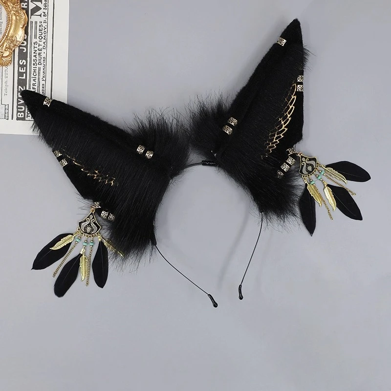 Handmade Animal Ear Headband Cosplay Fox Costume Headwear Cat Ear Unisex