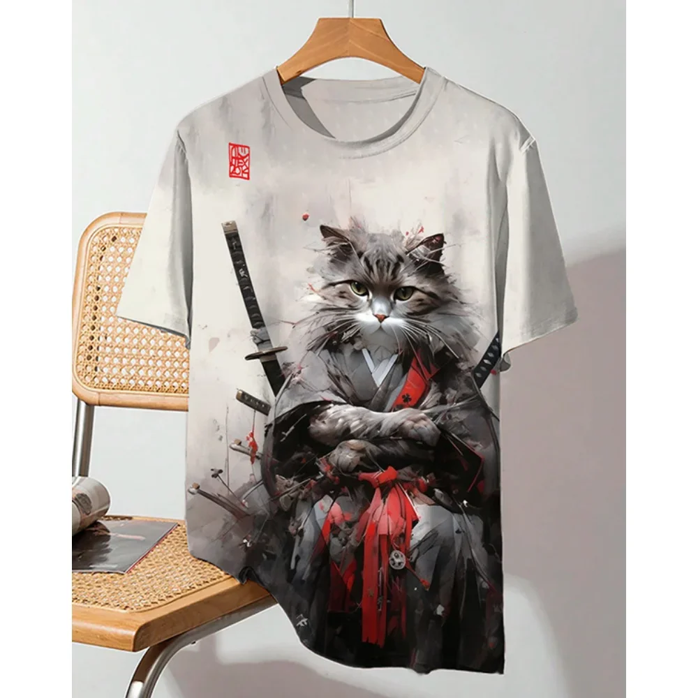 

Anime Cat Men's T-Shirt Summer Fashion Short Sleeve 3d Printed Cartoon Men's Clothing T Shirt For Men Vintage Daily Casual Tops