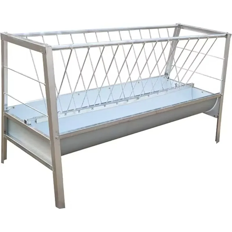 Livestock feeder with deeper feeding trays, full steel frame feeder for farm goats, sheep and ponies