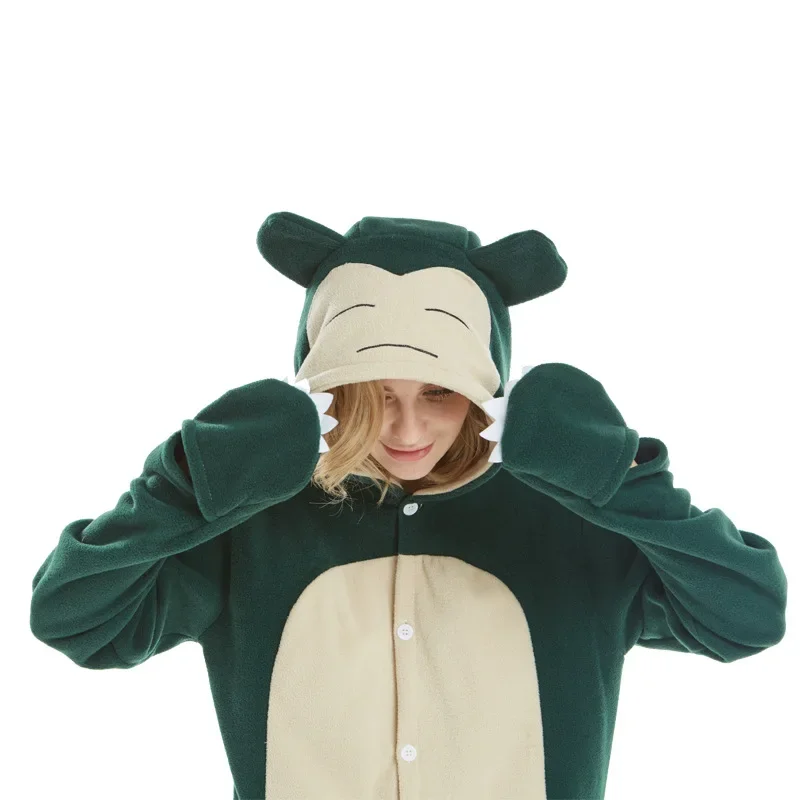 Miniso New Animal Adult Kigurumi Blue and Green Snorlax Onesies Pajamas Cartoon Cosplay Costume halloween Party Jumpsuits Suit
