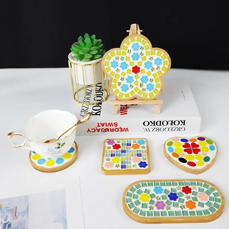 100g/3.5oz Multi Shape Ceramic Mosaic Tiles Colorful Polygon Porcelain Tile Star/Heart/Round/Oval/Flower DIY Making Stones