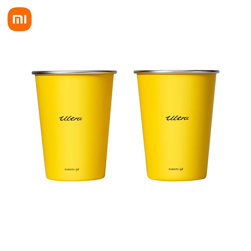 Xiaomi Life Ultra Yellow 304 Stainless Steel Drinking Cup 350ML Single-layer Rolled Edge Beer Outdoor Car Stacked Cold Drink Cup