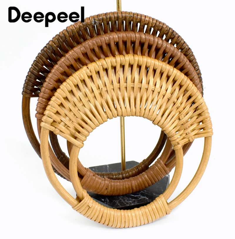 2 Stücke Deepeel 13/16/18 cm Rattan Griff Runde Bambus Handgemachte Griffe Geldbörse Rahmen Handtasche DIY Gewebt Handwerk Tasche Zubehör