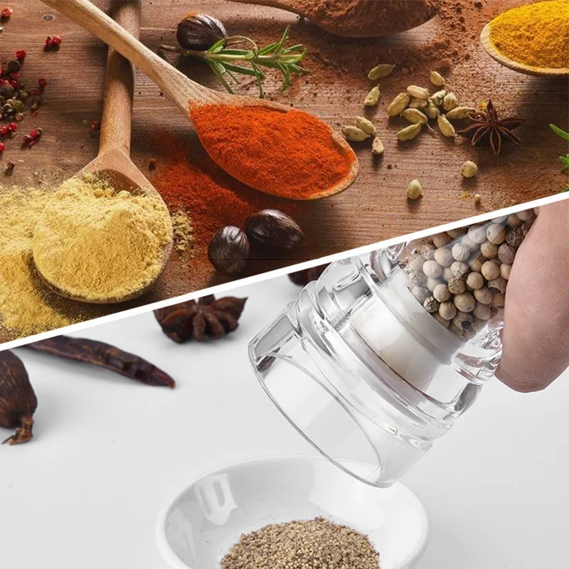 2pcs Acrylic-Based Salt and Pepper Mills with Transparent Construction for Spice Monitoring and Adjustable Grinding Performance