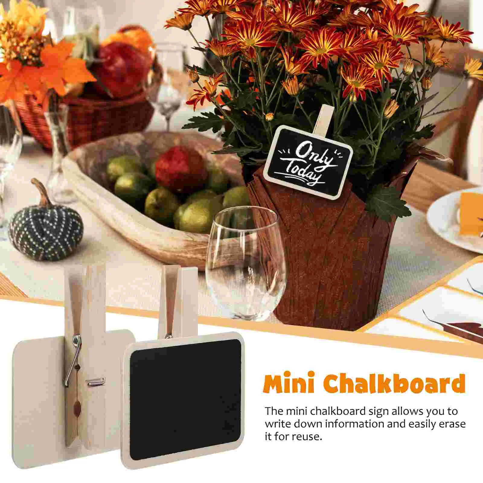 20 Pcs The Sign Cartoon Small Blackboard Clip Mini Chalkboard Clips Signs with Stand Wood Food Wooden