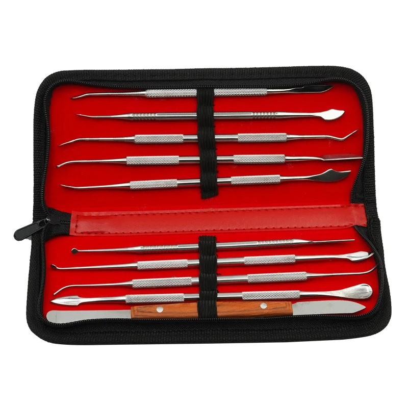 10pcs/set Dental Spatula Plaster Knife Practical Stainless Steel Versatile Teeth Wax Carving Tool Set Dental Instrument