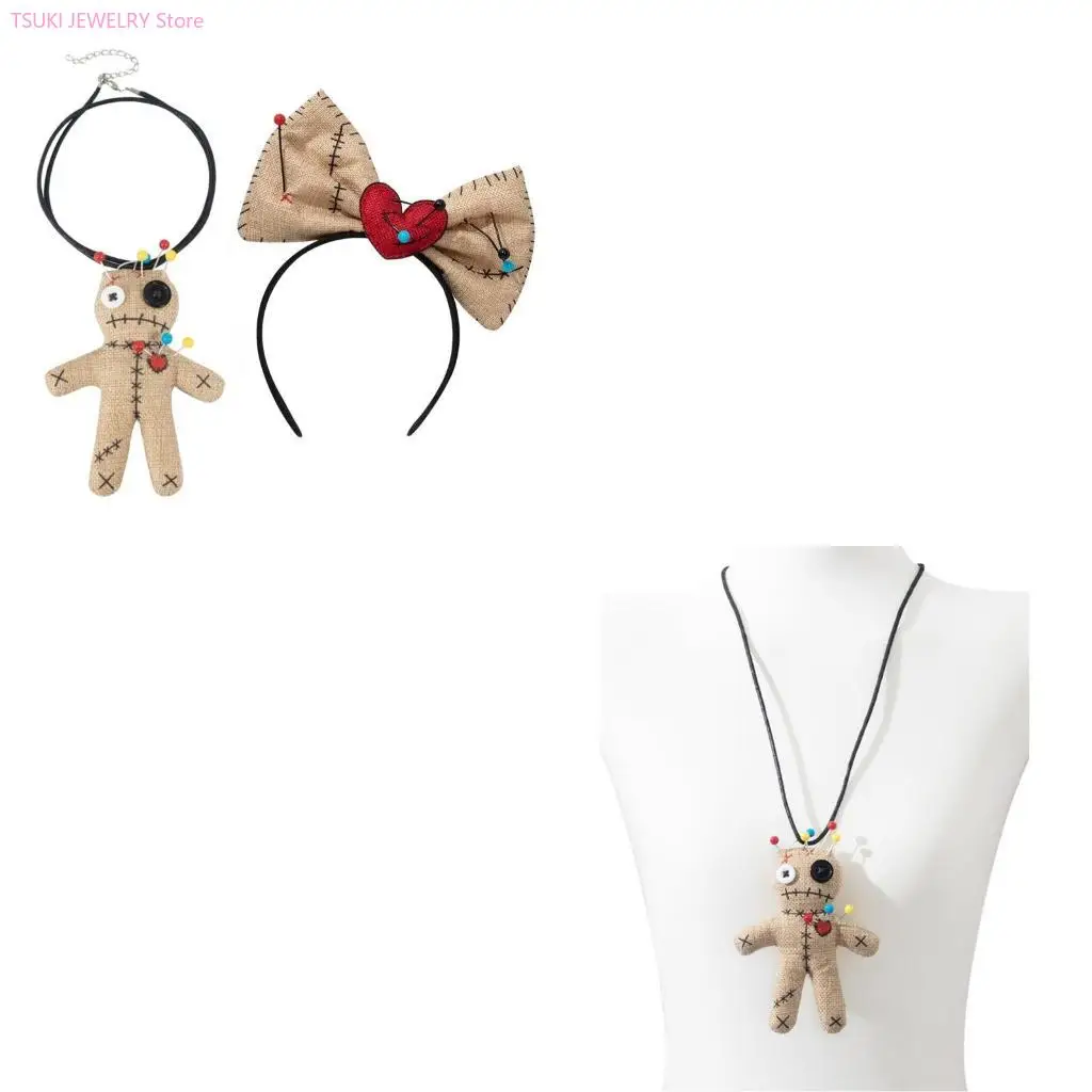 

62KE Voodoo Doll Costume Hairhoop Masquerades Party Headpiece for Halloweens