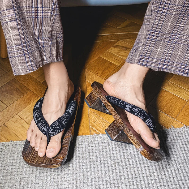 Wooden Clogs Man Women Cos Shoes Flip Flops Japanese Slippers Two Tooth Geta High Heels Slippers Thick Sole Sandals