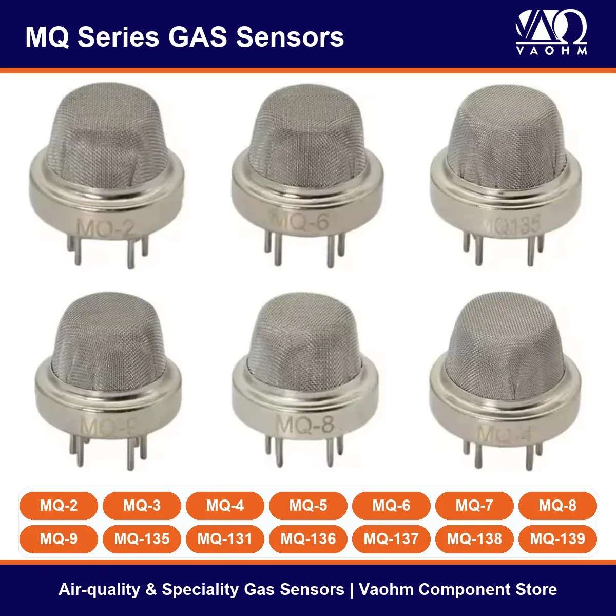 MQ-2 MQ-3 MQ-4 MQ-5 MQ-6 MQ-7 MQ-8 MQ-9 MQ-135 MQ-131 MQ-136 MQ-137 MQ-138 MQ-139 Gas Sensor Module