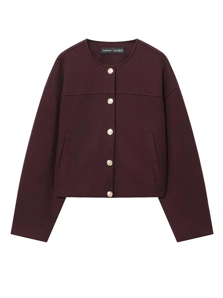 

Women Simple Jacket 2025 Autumn Fashion NewO-Neck Long Sleeve Metal Button Coat Women elegant High Street Outerwear