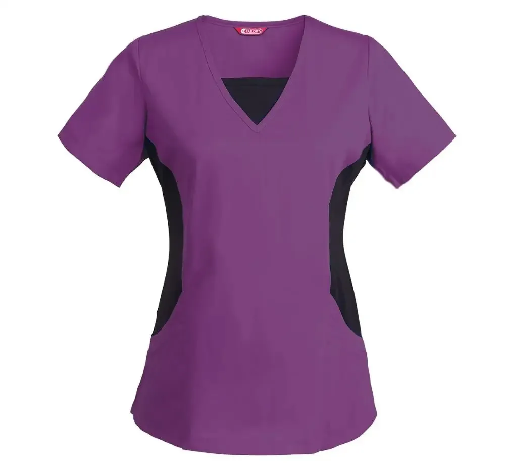 Top da donna Scrub uniforme da allattamento camicetta manica corta con scollo a v Top da lavoro con tasche