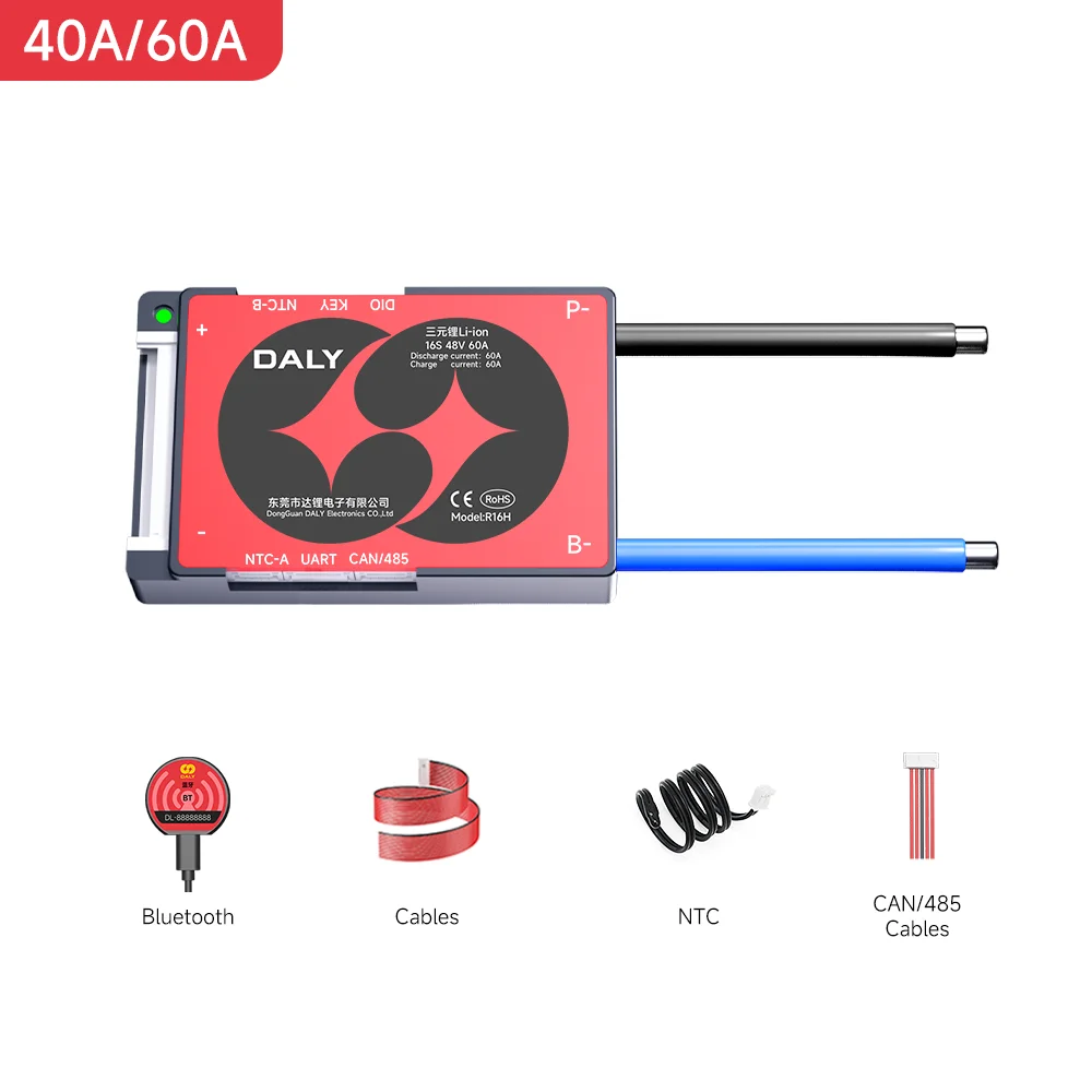 

Daly Smart Lifepo4 BMS 4S 12V 8S 24V 16S 24S 12V 24V 48V Li-ion 10S 36V 13S 48V 20S 72V 40A 60A BMS for lithium 18650 battery