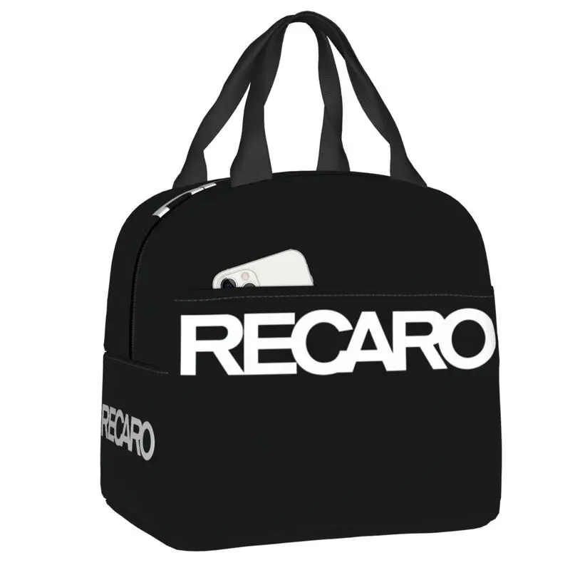 

Custom Recaros Logo Insulated Lunch Bags for Women Resuable Thermal Cooler Food Lunch Box Kids School Children