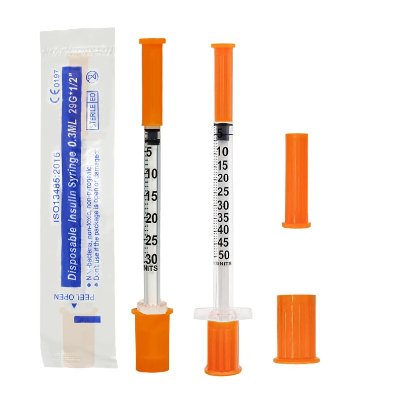 

100PCS 0.5ml 0.3ml Disposable insuline Syringe With Needle Sterlie Individually wrapped for Pet Animal Use