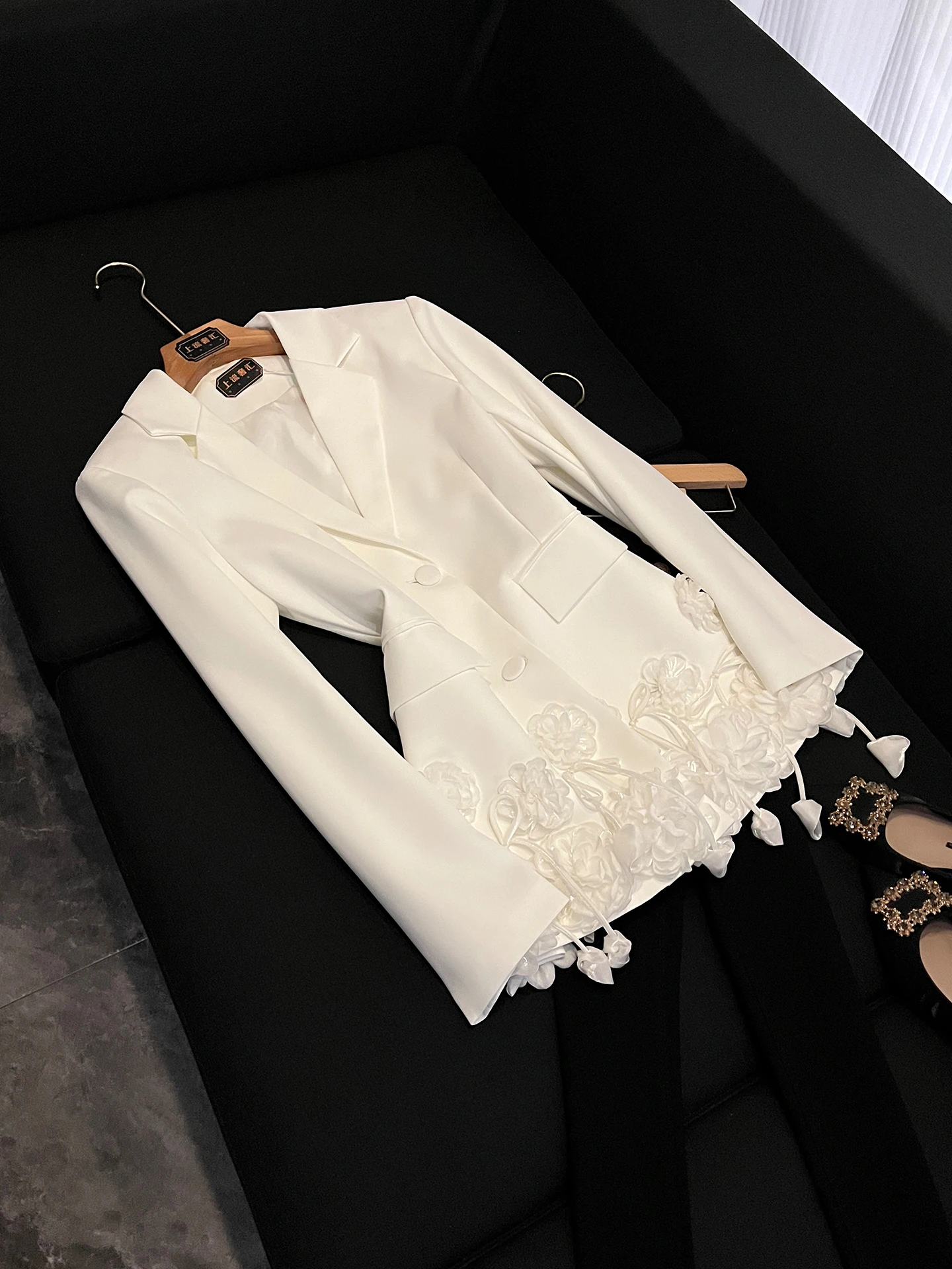 

Ele Bla Suit Jaet Women's Long Sve Slim Fit High-End Feelings Profional Z970 Luxury Sle Office Wear Single Bu...