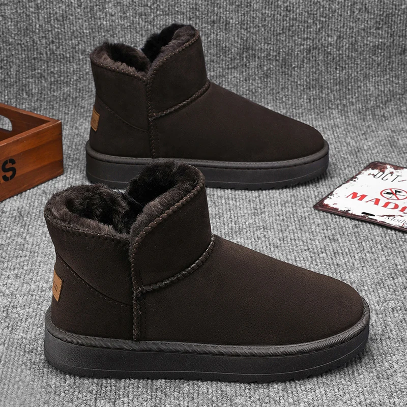 

Brown Warm Fur Ankle Boots Long Plush Outdoor Mens Sneakers Waterproof Male Casual Shoes Botas Para Hombre Winter Men Snow Boots
