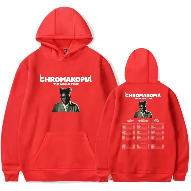 Unisex Hoodies Printed Chromakopia The World Tour Casual Loose Long Sleeve Solid Pullovers Fashion Trendy Letters Sweatshirt