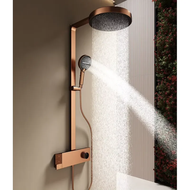 Wholesale 3- Ways Brush Rose Gold Shower Faucet Set Shower System Hot Cold Rain Shower Mixer Set Bathroom Faucets