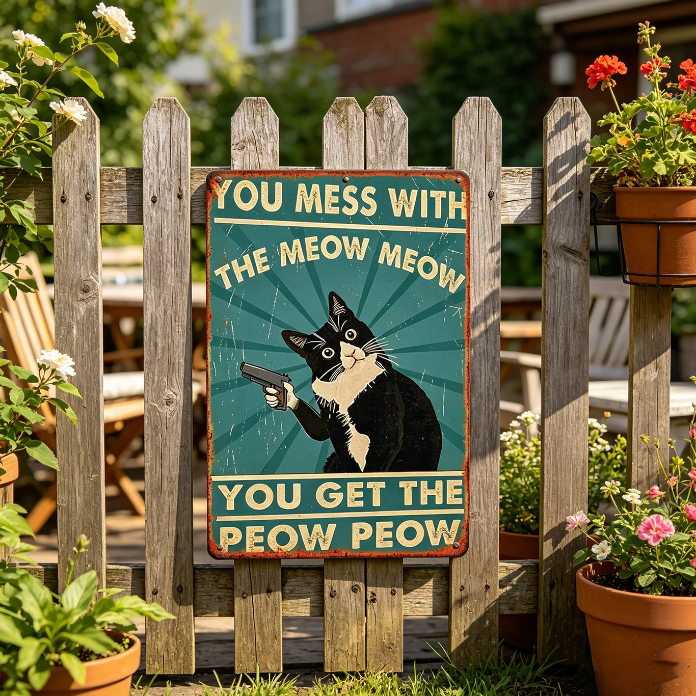 Room Decor  Humorous  Cat Sign,   Iron Wall Decor, 