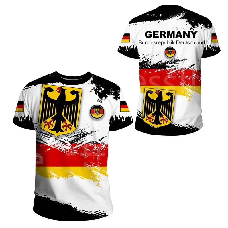 Deutsch Flagge drucken T-Shirt für Männer Mode National Emblem Muster übergroße T-Shirts lässig O-Ausschnitt Kurzarm Tops Sommer T-Shirts