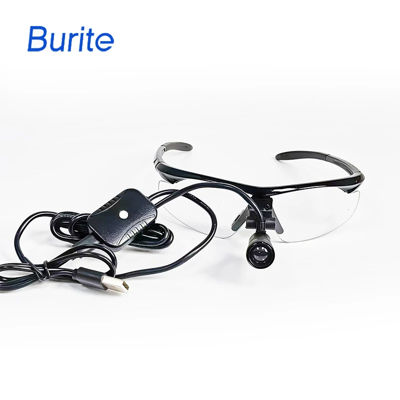 ไฟส่องศีรษะแบบ LED สำหรับทันตกรรม รุ่น Burite 3W ปี 2026 พร้อมแว่นขยายแบบสองตา ใช้สำหรับการผ่าตัดทางการแพทย์ ชาร์จไฟได้