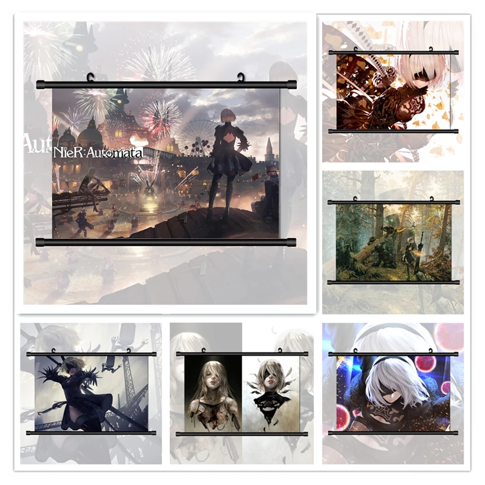 WTQ NieR Automata YoRHa No.2 Type B Anime Canvas Painting Anime Posters Wall Decor Wall Art Picture Decor for Living Room Decor