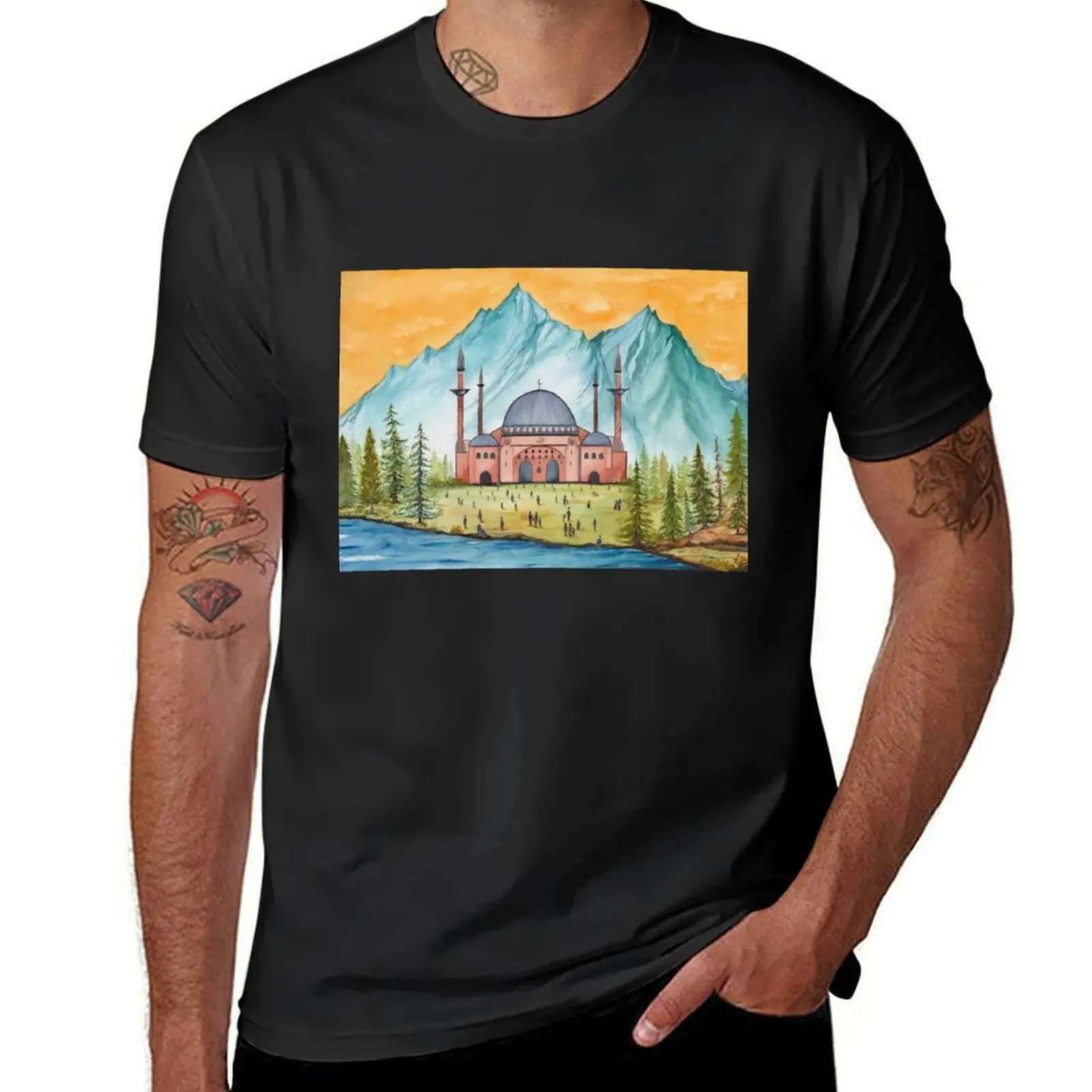 Mosque in Nature T-Shirt summer clothes new edition plus sizes Men's t-shirt