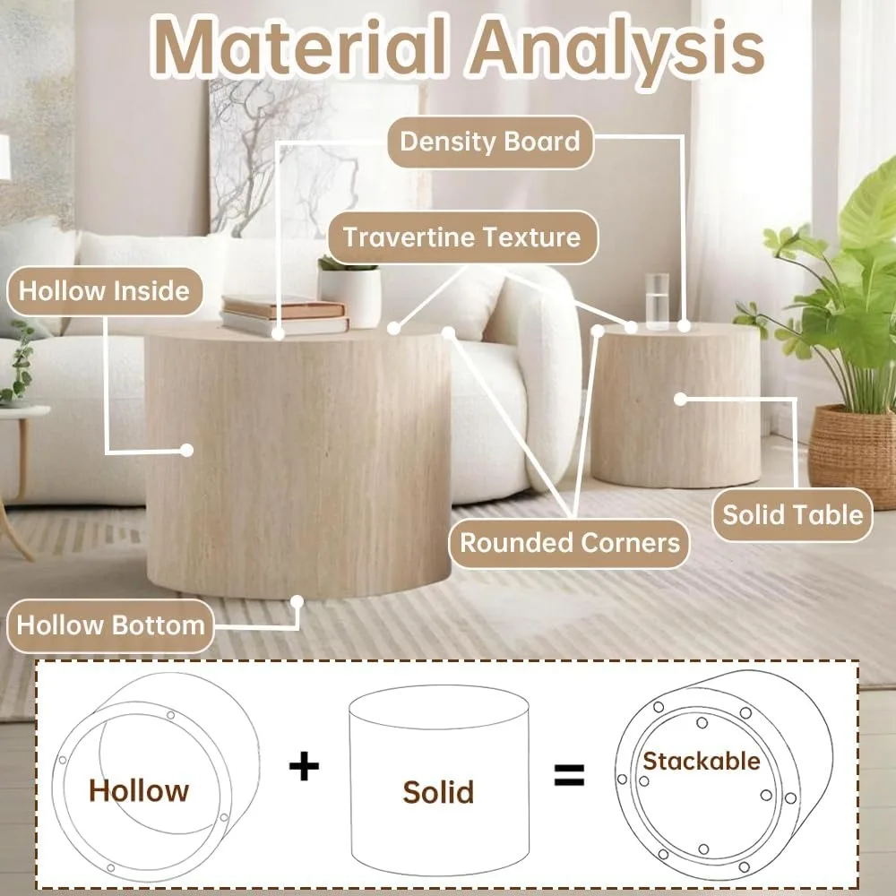 طقم قهوة مكون من 2 دائري صغير حديث من جانب الترافرتين دائري صغير #4