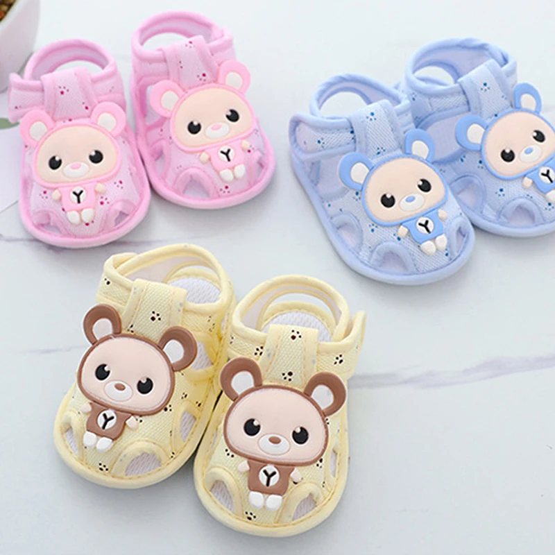 Baby Girls Boys Sandal Cartoon Bear Dolphin Flexible Non-slip Summer Flats Toddler Shoes for Casual Daily