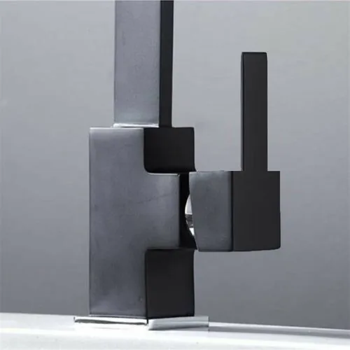 Mayaglory London Series Black Kitchen Sink Faucet Square Battery 100 Brass